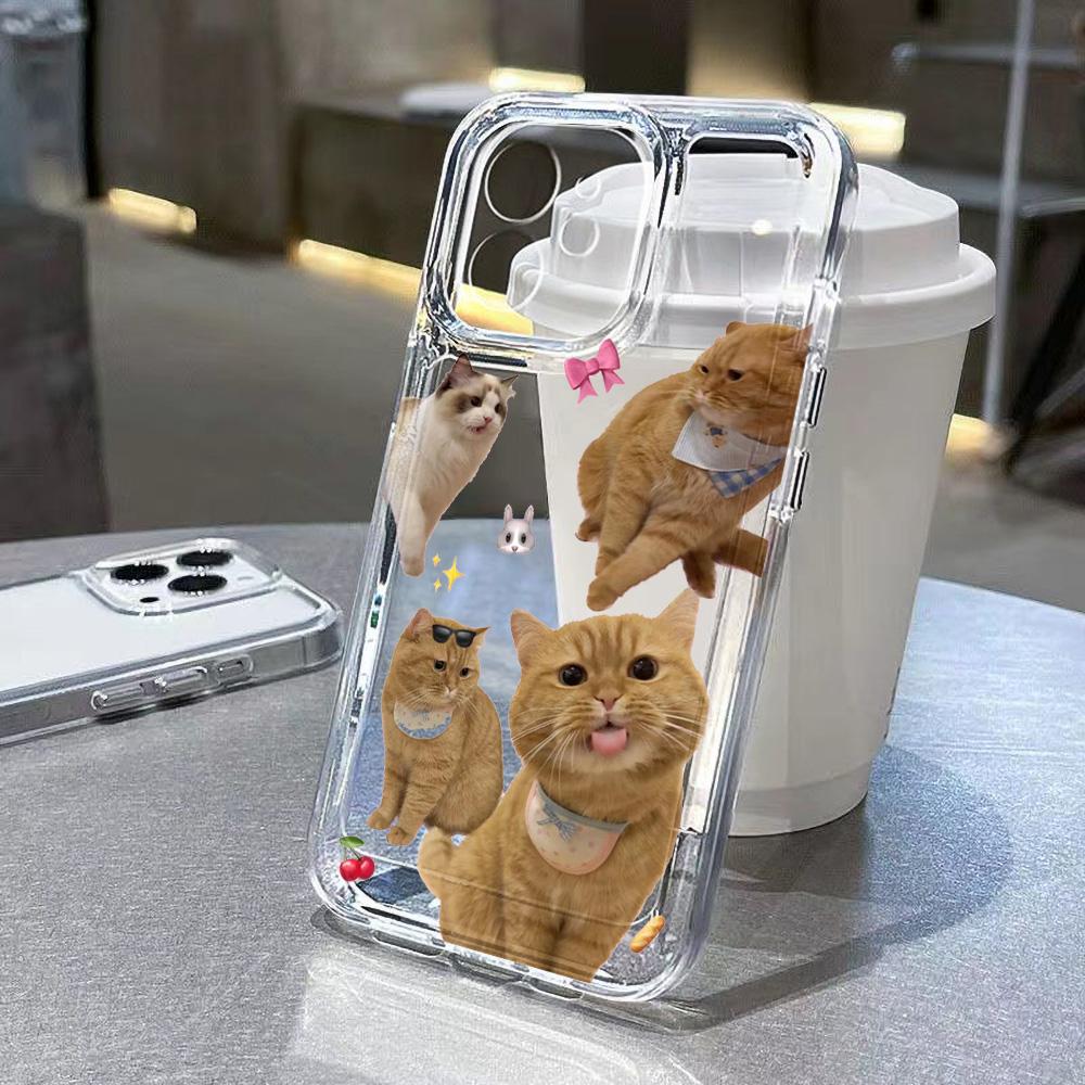 Cute Cat Clear Phone Case For IPhone 17 Air 16 15 14 13 Cases 15 16 Pro Max 17 Air 12 11 14 Plus 16promax Fundas Soft TPU Cover