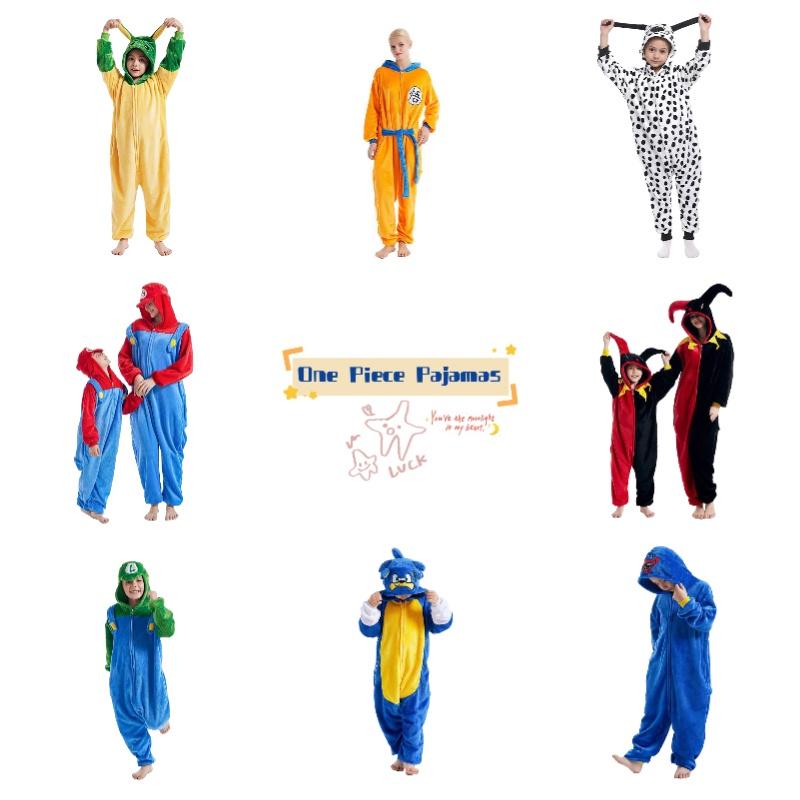 Kids' Cartoon Onesie Sleepwear Hooded And Long Sleeves