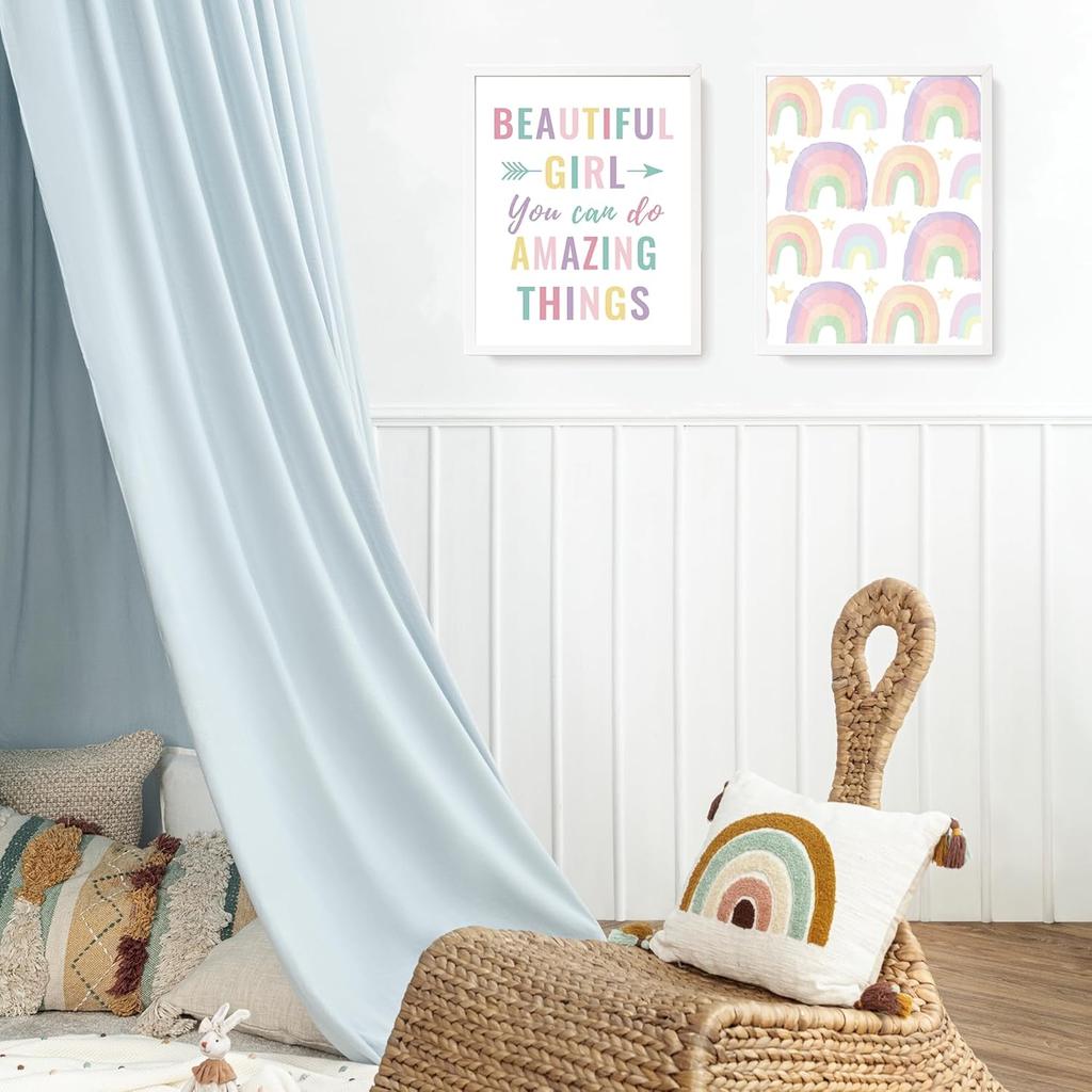 LARTSFRO Boho Pastel Rainbow Sunshine pirational Nursery Wall Art Prints Set of 4, Baby Girl Room Decor, Positive Affirmations Artwork Posters Wall