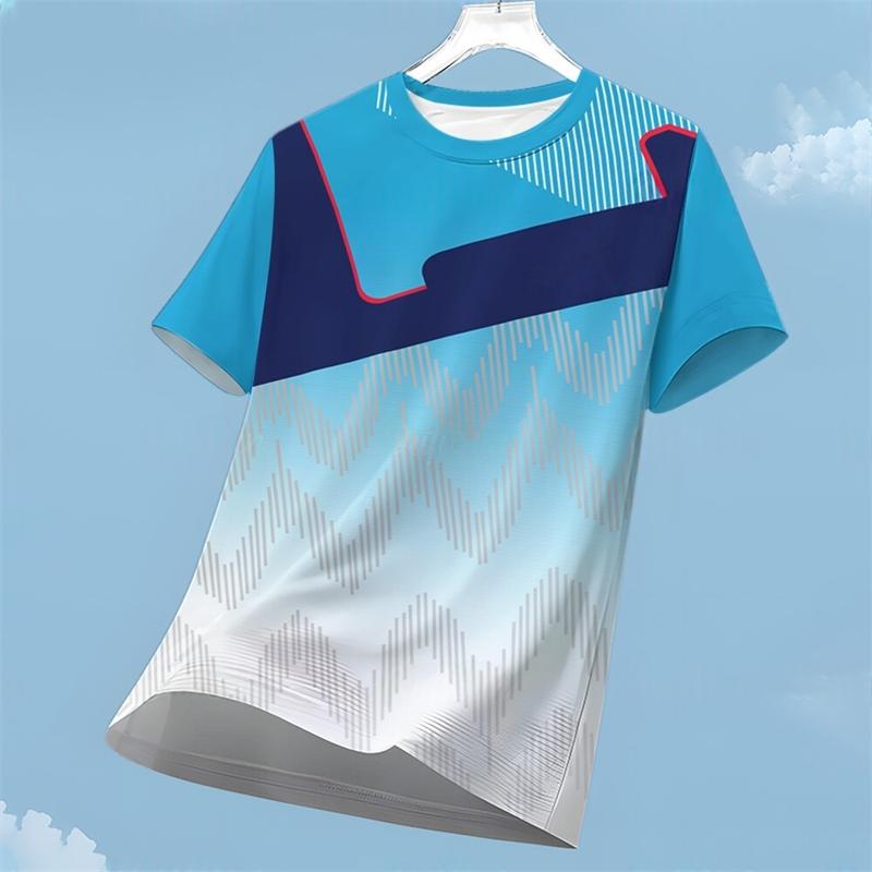 

Fashionable geometric pattern sports T-shirt, summer fashionable street wear, 3D printed running fitness T-shirt, loose quick drying T-shirt top 5XL