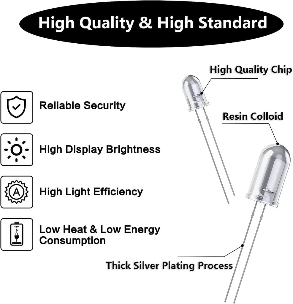100 Stück 3mm LED Diode Superhell Elektronische Bauelemente Glühbirnen Weiß/Rot/Gelb/Grün/Blau Lichtemittierende Dioden