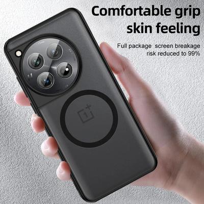 Husă acrilice Magsafe rezistentă la șocuri pentru OnePlus 13R 13 12R 12 ACE 5Pro 3V 3 Pro, mată, transparentă, carcasa din spate de încărcare fără fir, fără galben