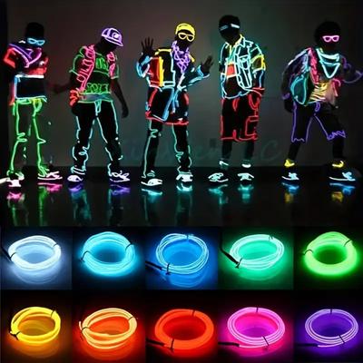 5m Glow EL Wire Neon Cable for Christmas Dance Party DIY Costumes Multicolor Illuminated Light AA Battery Lamp LED Strip