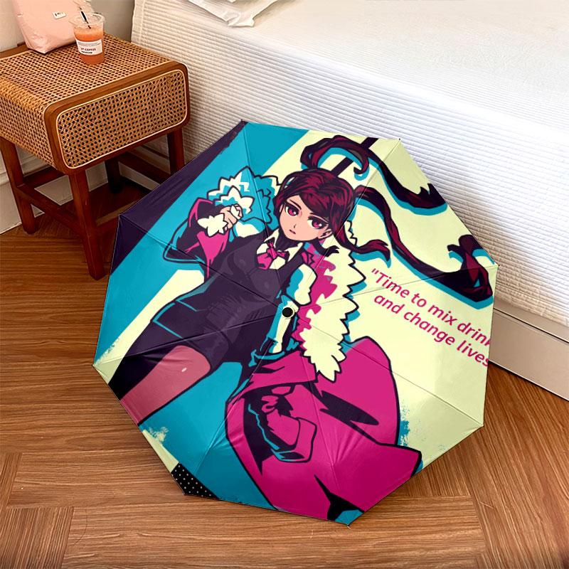 CyberpunkBar Pattern Pattern New Style Umbrella, 1 Piece Automatic Folding Umbrella, Portable Foldable Travel Umbrella, Outdoor Umbrella,Birthday Gift