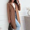 Winter Women Woolen Coat Warm Thick Mid Length Overcoat Button Closure Pure Color Turn Down Collar Formal Business OL Commuting Jacket