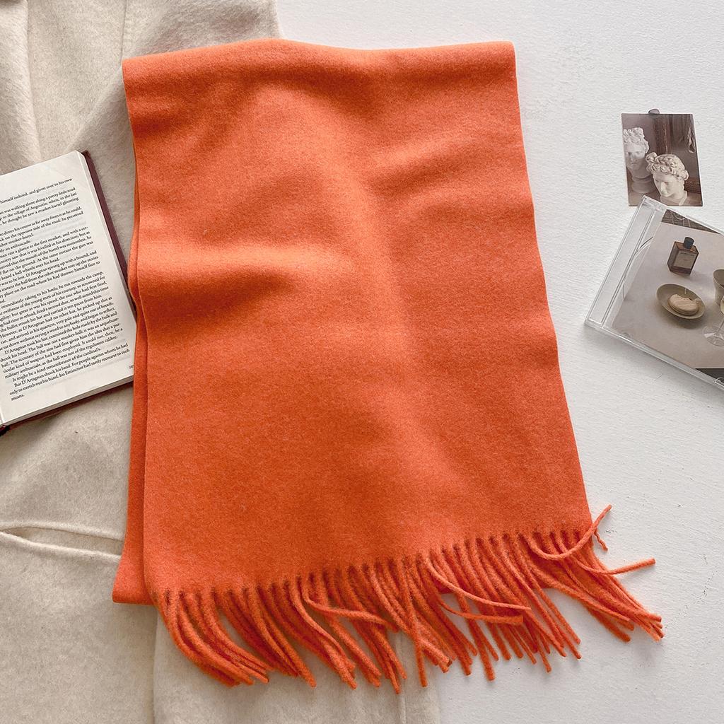 30*180cm Wool Scarf Women Luxury Solid Color Winter Warm Fashion Scarves Tassel Shawls Pashmina Lady Soft Wraps