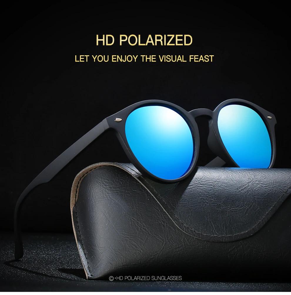 Round Polarized Sunglasses Men Women Classic Vintage Black Driving Sung Glasses Hiking Oval Designer Retro Sunglasses UV400