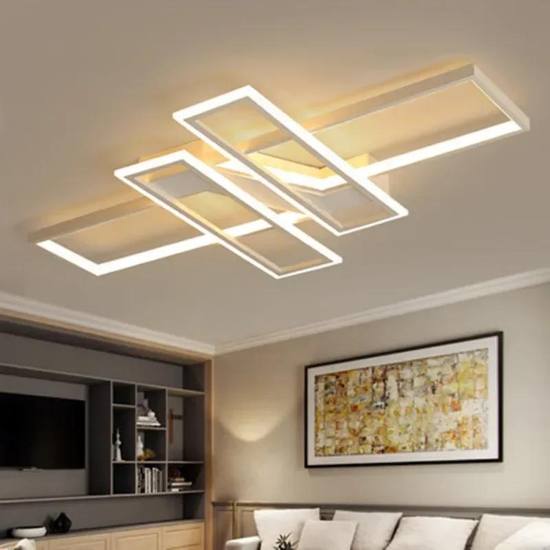 

LED Bedroom LED Ceiling Light with Remote Control Black Gloss Living Room Nordic Design Ceiling Light Modern Home Lighting Cold White&W90x60xH6CM білий