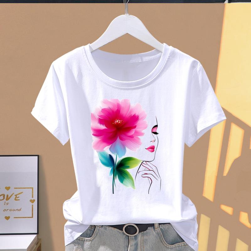 (Asian Size)  Print Casual sweet love trend style Women's Top Short Sleeve T-shirts Fashion Female T Clothing  Graphic Tee