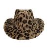 Autumn And Winter New Versatile Leopard Print Western Denim Hat Fleece Thickened Versatile Top Hat European And American Style Jazz Hat