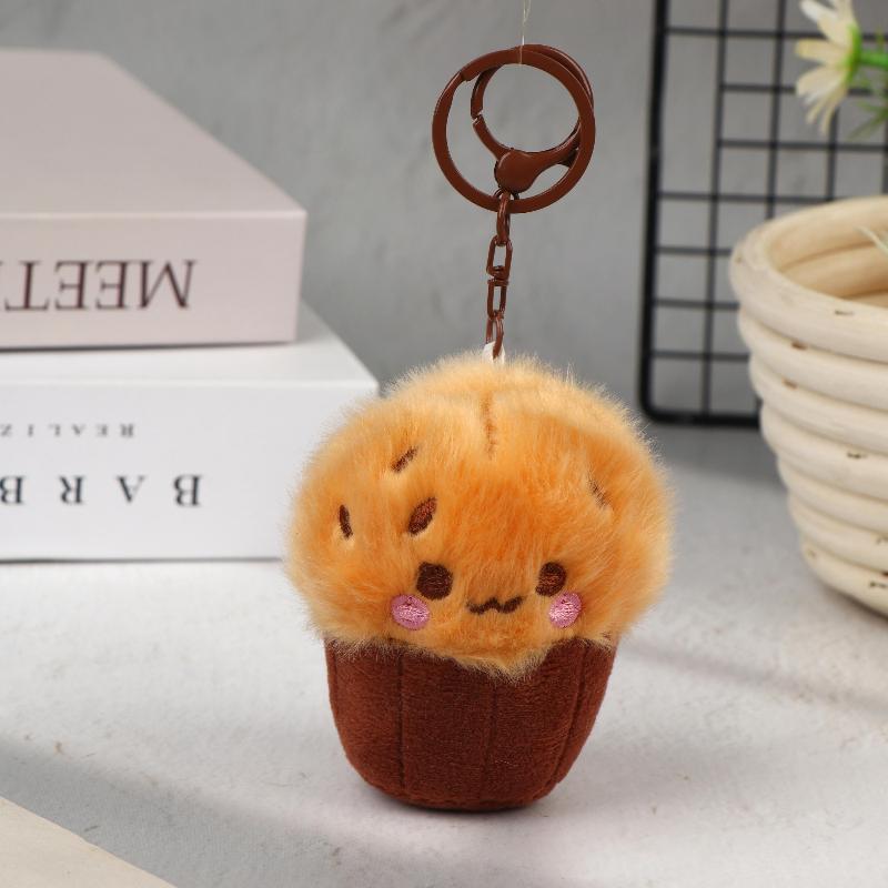 Soft Kawaii Mushroom Plush Keychain Cute Cupcake Teacup Design Mini Keyring Bag Pendant for Girls Daily Use