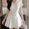 Jasmine Sea Salt College Style Shirt Dress - Petite Summer Sweetheart Skirt Set