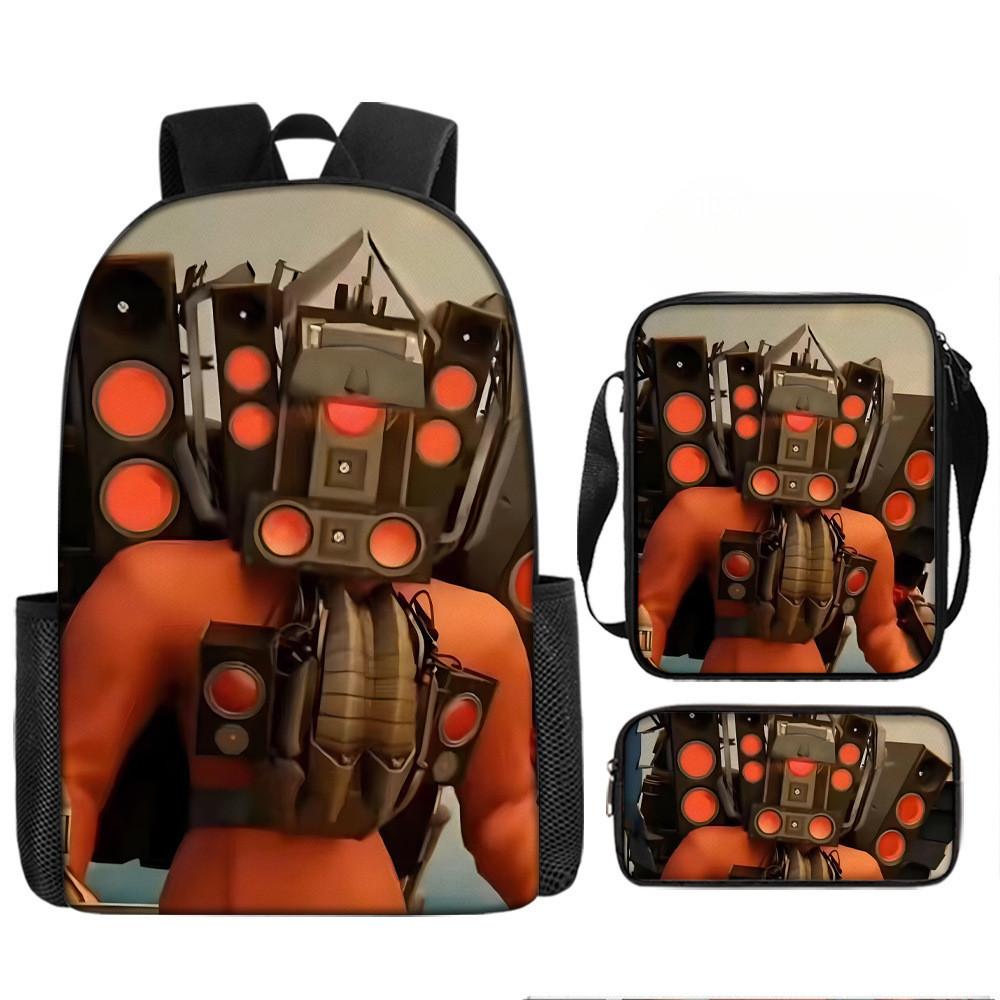 Skibidi Cartoon Toilet Printed Backpack Child Schoolbag Shoulder Bag Pencil Bag