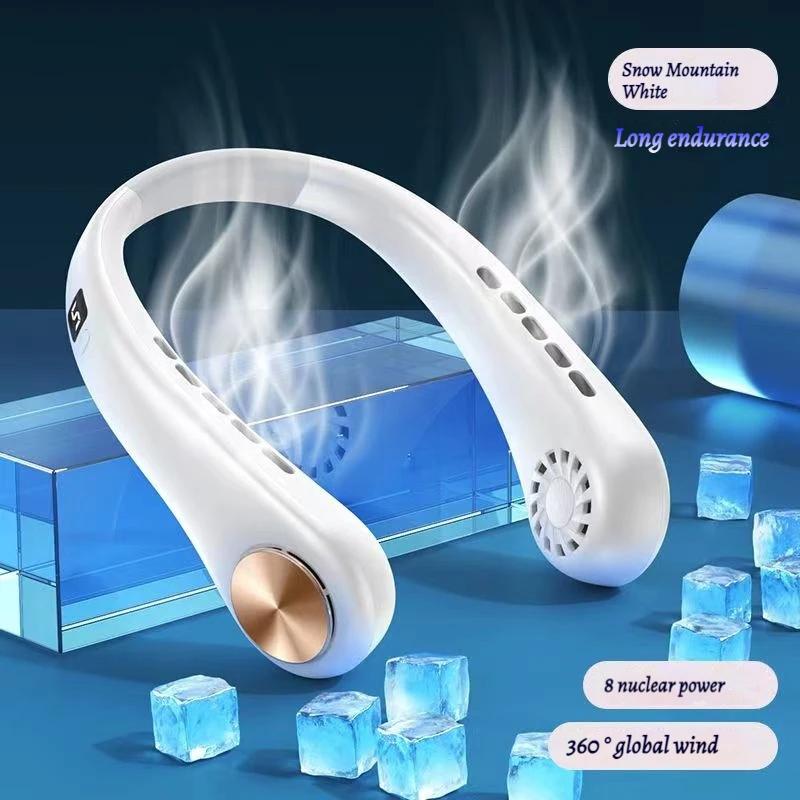 

JKUOO Вентилятор на шею, Портативный, Сильный ветер, Регулируемый, Охлаждение на 360°, Супертихий, Безлопастная конструкция, Не запутывает волосы, белый