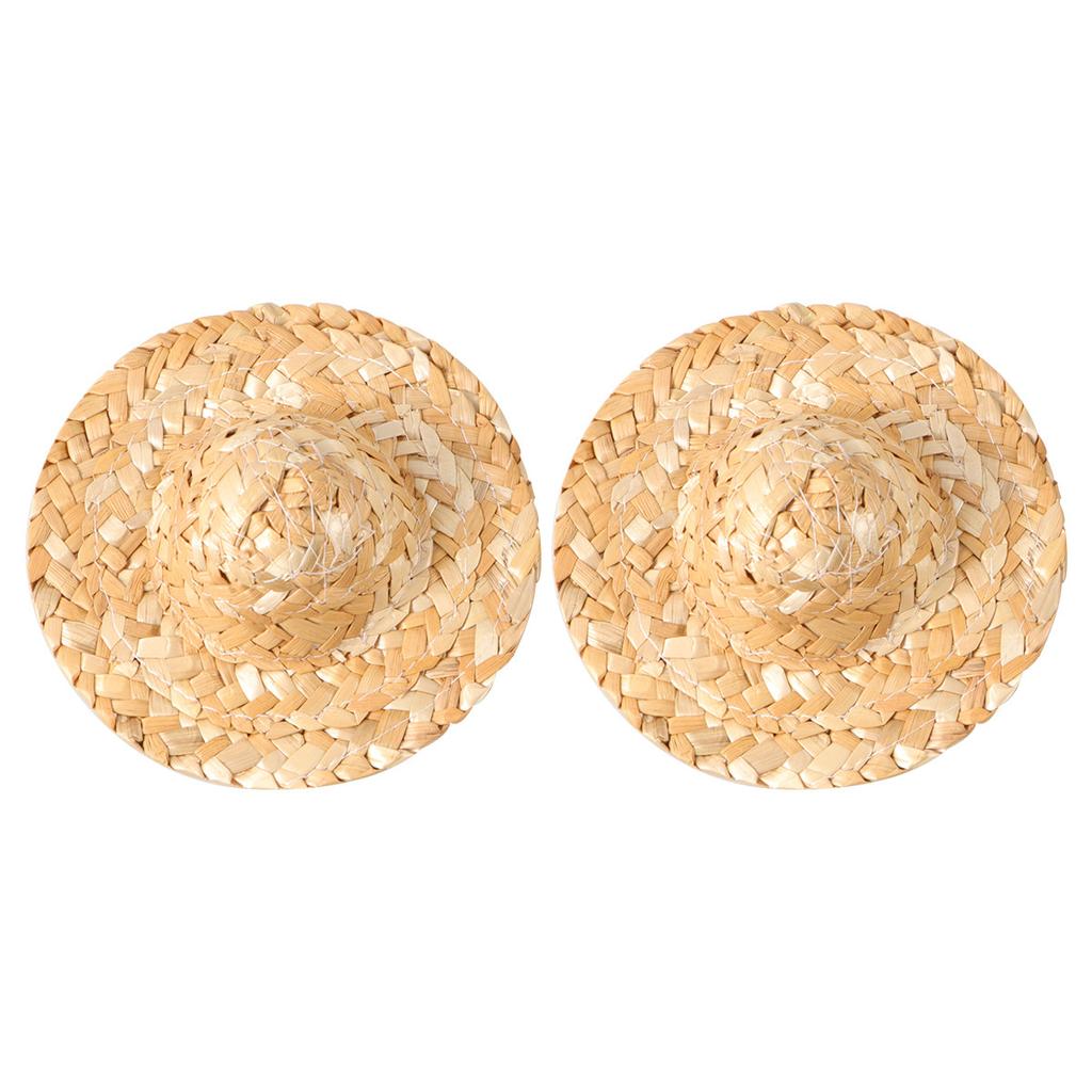 10Pcs 12.1cm Miniature Straw Hat Handwoven Tiny Hats for Crafts Decorative Accessory DIY Party Favors Home Decoration
