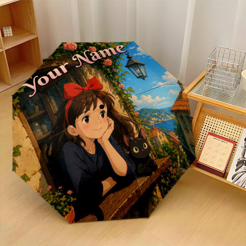 Custom Text Automatic 8 Bone Umbrella, Portable Sun Rain Protection UmbrellaKiki's Delivery Service Jiji