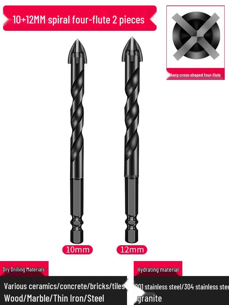 6mm All-In-One Tile and Concrete Drill Bit - Four-Flute Alloy Triangle for Glass and Cement