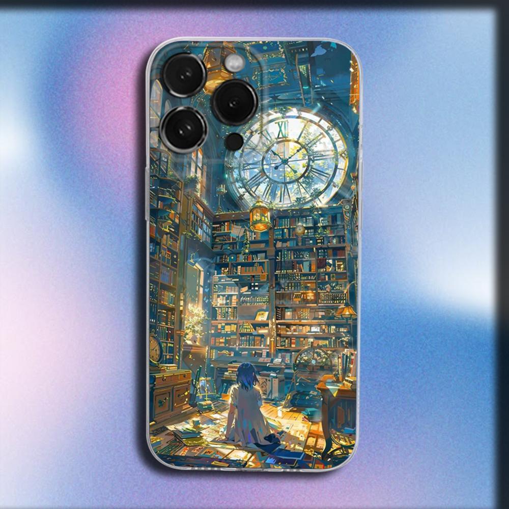 

Girl Study Book illustration Phone Case For iPhone 16,15,14,13,12,11 Plus,Pro,Max,XR,XS,X,Plus,SE,Mini Transparent Soft Cover iPhone14