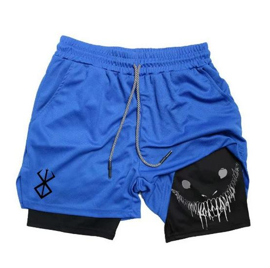 Dragon Ball Series Men's Funny Face Double Layer Basketball & Running Shorts