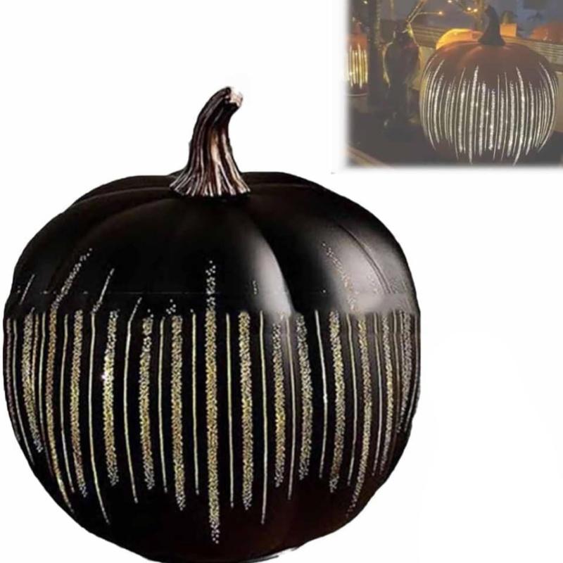 Cherishous Twinkle LED Light Pumpkins, Starry Night Pumpkins, Lighted Sparkling Starry Night Glass Pumpkin 15x18cm