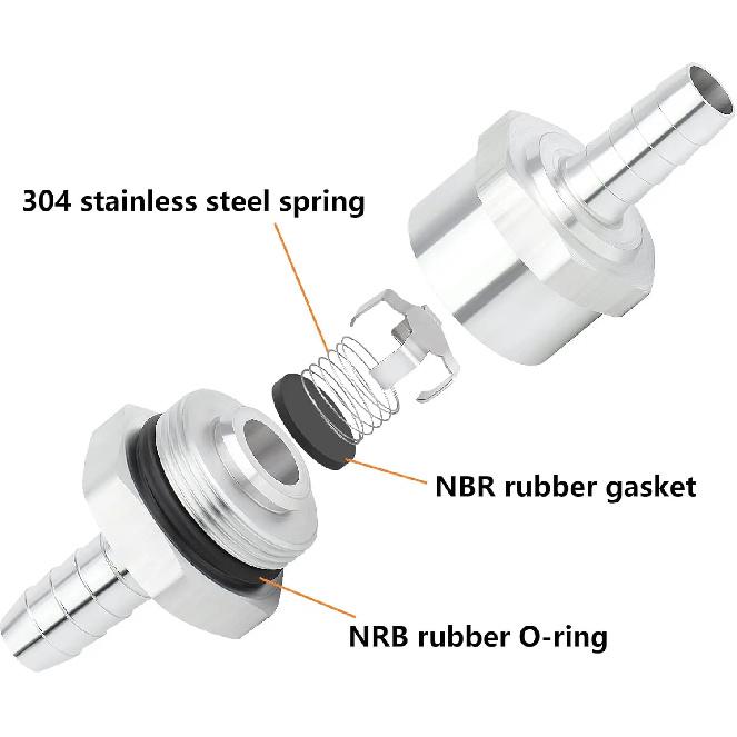 6 8 10 12 14 16mm One-way Non-return Check Valve Fuel Water Gas Air Vacuum Aluminum Alloy Petrol Diesel Water Fuel Line Way