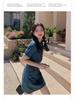 Summer 2024 Chic French Retro Denim Dress: Sweet & Spicy Slim-Fit Short Shirt Dress for Women