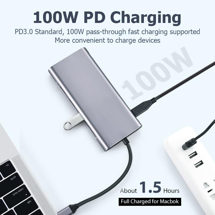 Cheapest 11 In 1 Usb C Hub External Multifunction 4K HDTV Ethernet 100w Charger Usb Hub 3.0 Splitter Usb C Adapter Converter
