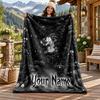 Brave Dog Custom Name Flannel Blanket Personalized Soft Warm Plush Throw Blanket Customized Gift for Family Friends