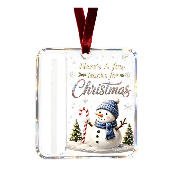 Personalized Cash Gift Display Christmas Holder Ornament, Custom Acrylic Money Clip for Holiday Decorative Tree Decorations, Unique Hanging