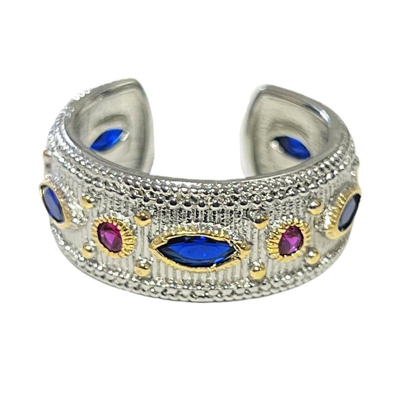 Collection retro Italian court style brushed hollow lace open ring women's fashion niche versatile ring