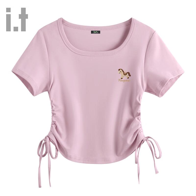 Fingercroxx IT Women s Cropped Square-Shoulder Short Sleeve T-Shirt L