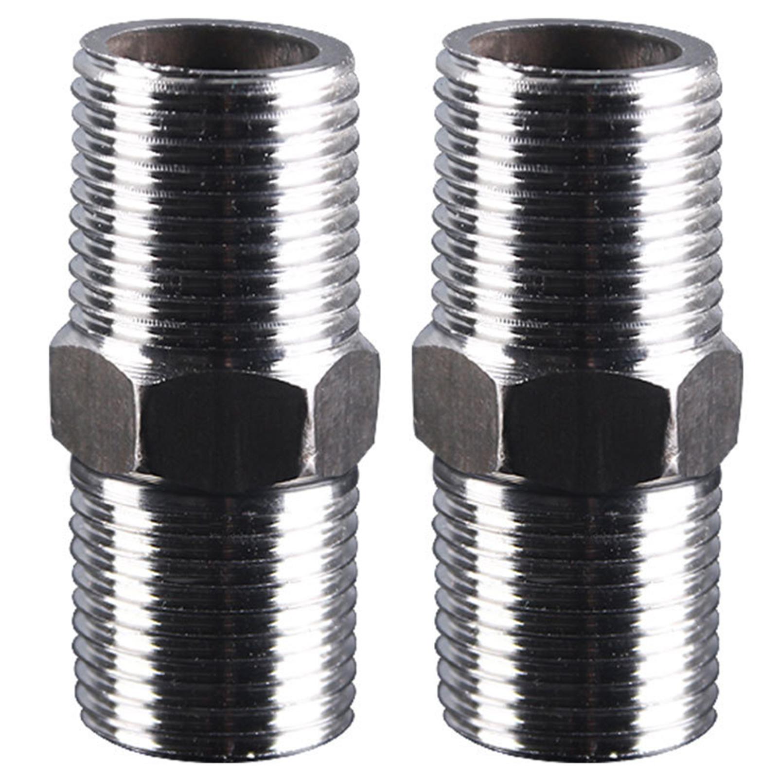 

2Pieces Stainless Steel Extended Male Thread Connectors for Multipurpose Pipe Easy Installation and Modification