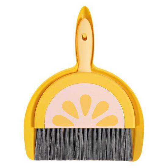 Small Broom Dustpan Set Fruit Themed Anti-scratch Desktop Crumb Sweeper Glass Piano Surfaces Fine Dust Debris Handheld Broom