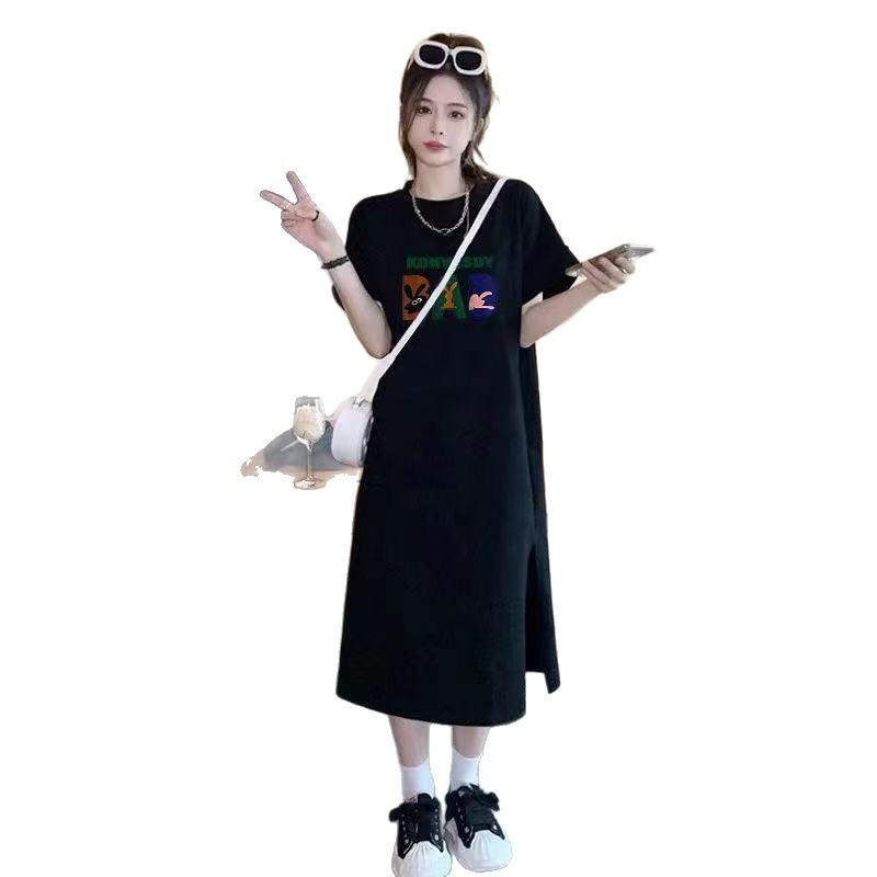 A New Loose, Casual, Plus-size, Laid-back and Slimming Korean Style T-shirt Dress for Summer