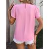 Sommer Damen T-Shirt Casual V-Ausschnitt Chiffon Shirt Pod Ärmel Temperament Kurzarm Top