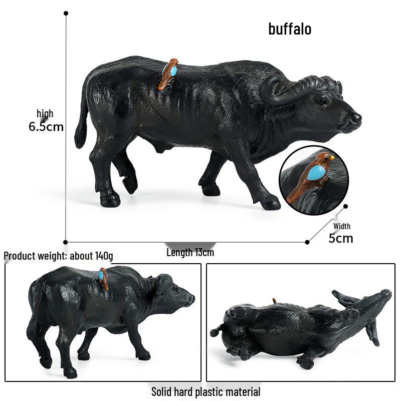 Children's Cognitive Animal Model Toy: Yellow Cow, Buffalo, Rhinoceros, Zebu, Bison, Bull Figurine.