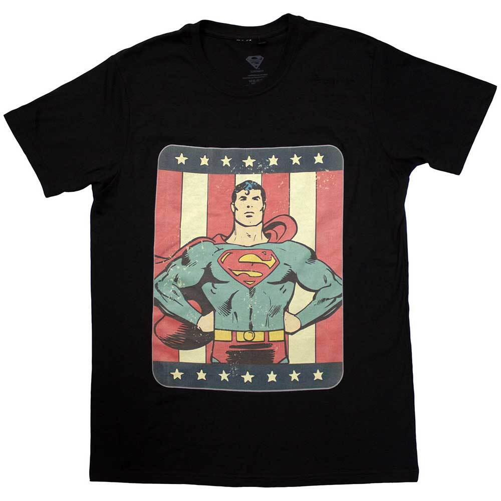 DC Comics Superman Stripes T-Shirt Black New Unisex T-Shirt M
