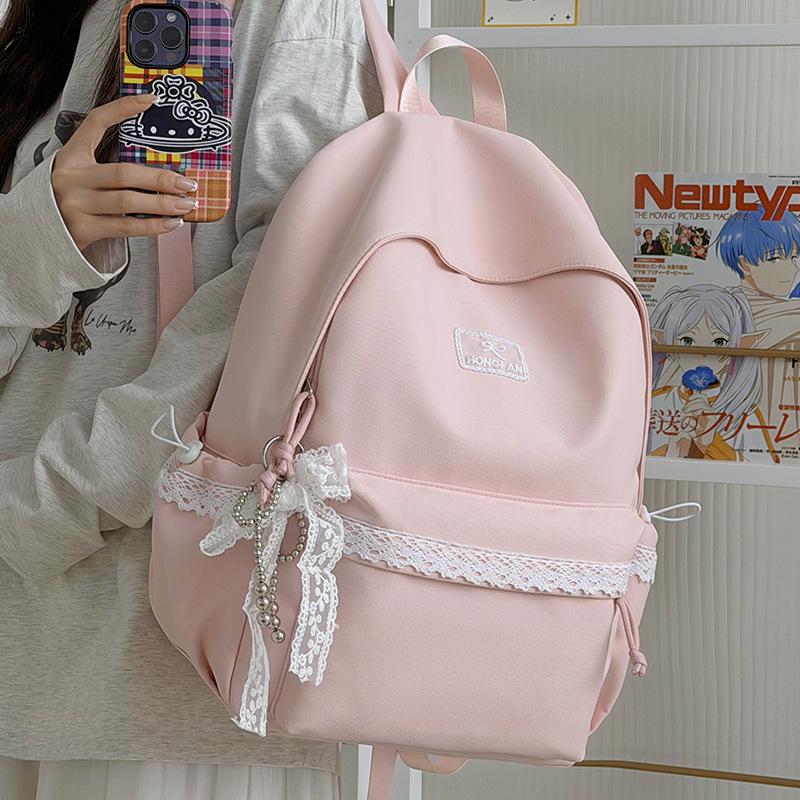 Schoolbag Korean Ins Niche Gentle Lace Junior High School Backpack Large Capacity Secondary School Bag Female Backpack
