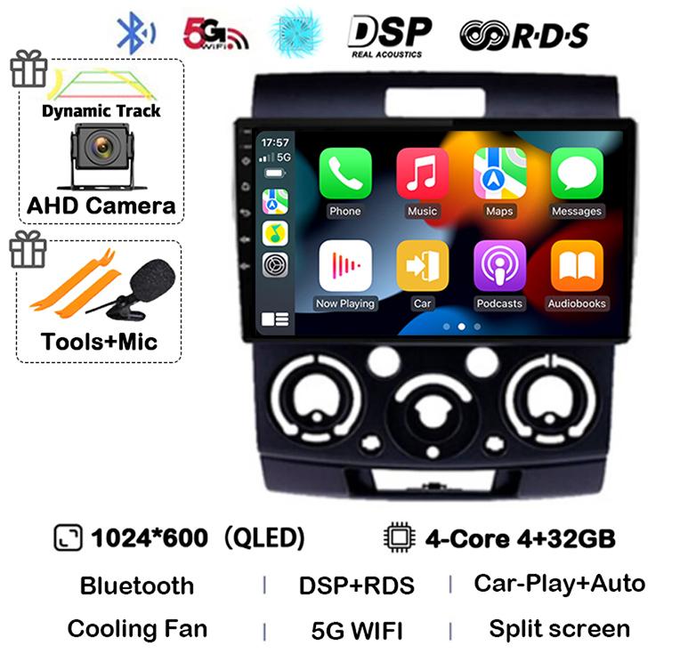 Android 14 Car Radio Stereo for Ford Everest Ranger Mazda BT50 BT-50 2006 2007 2008 2009 2010 2011 Multimedia Player Head Unit