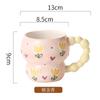 Creative Hand-Painted Relief Ceramic Cartoon Mug Breakfast Cup Milk Oat Cup Mug Cute Household Water Cup