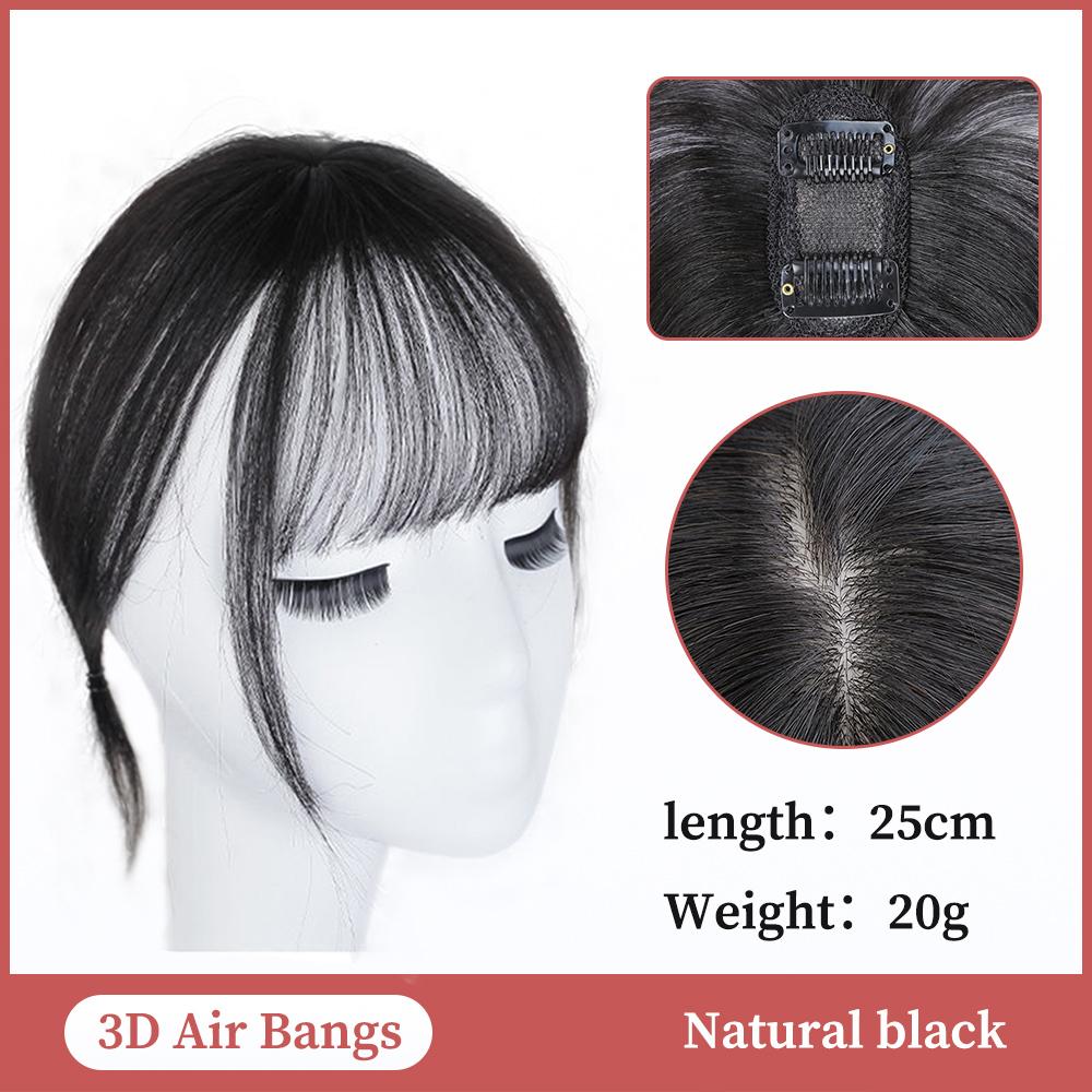 3D Air Bangs Wig Female Seamless High Temperature Hairpiece Head Top Replacement Cover White Hair Fake Bangs