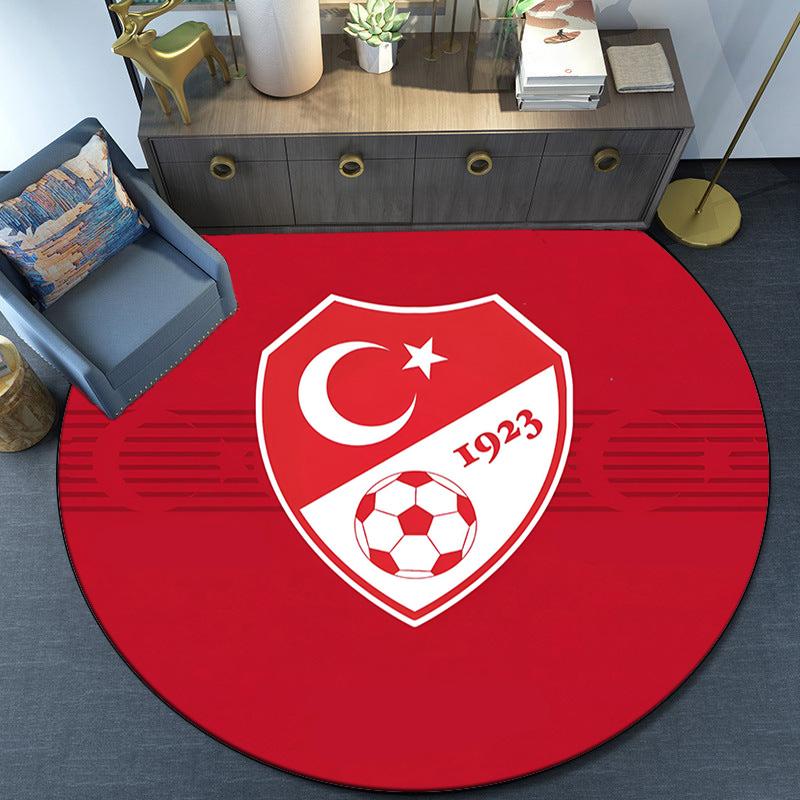 Turkish Football Emblem Round Rug for Livingroom,Bedroom, Palyroom, Chair Rug, Area Rug, Circle Carpet, Fan Christmas Gift