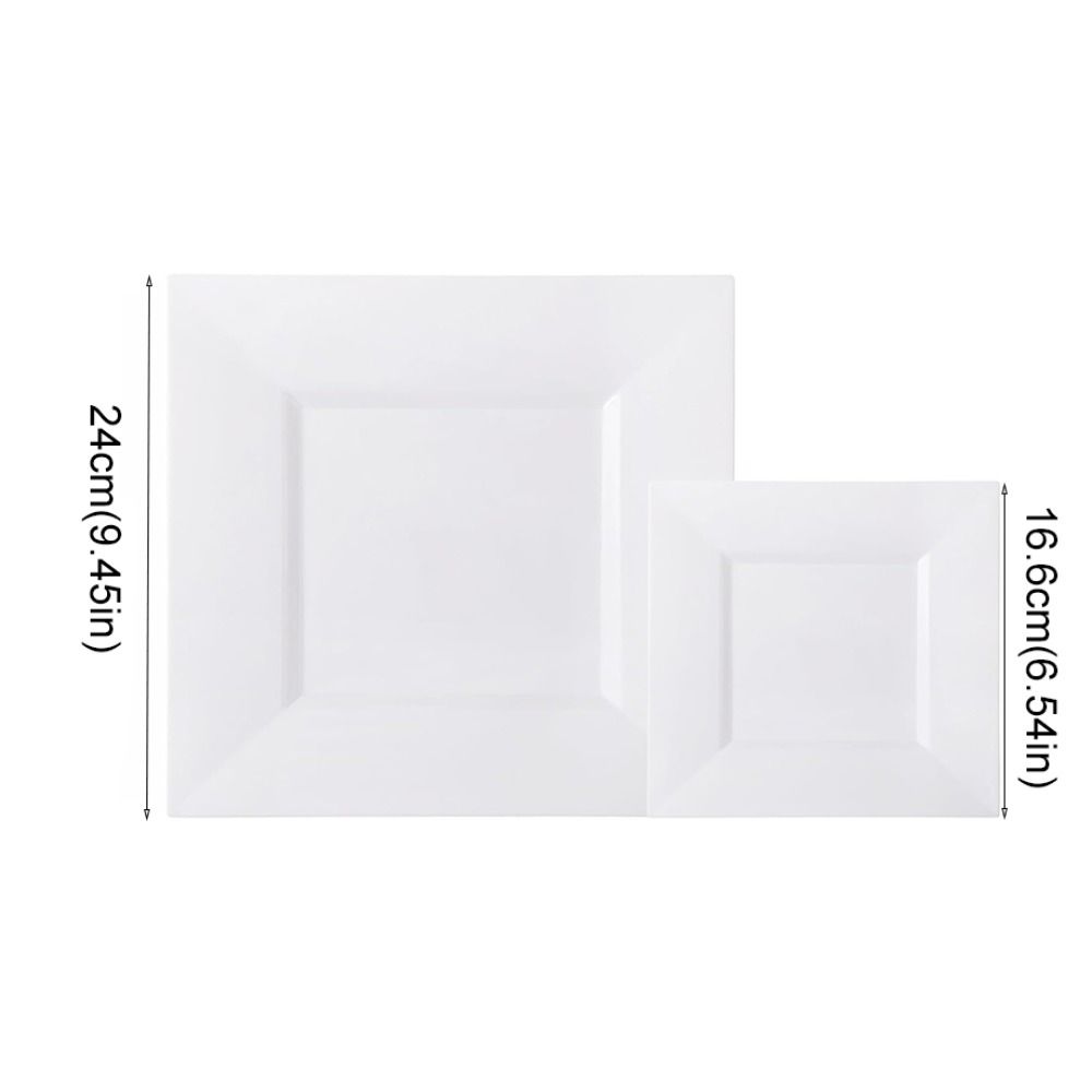 10Pcs Hard White Square Plate Plastic Dessert Dish Kitchen Tableware Party Appetizer Plate  Salad