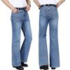 Jeans Uomo Uomo Blu Chiaro Vita Media Elasticizzati A Zampa Jeans A Zampa Designer Classico