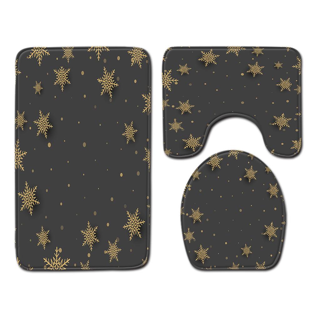 Christmas Bathroom Floor Mat Toilet Three-Piece Set