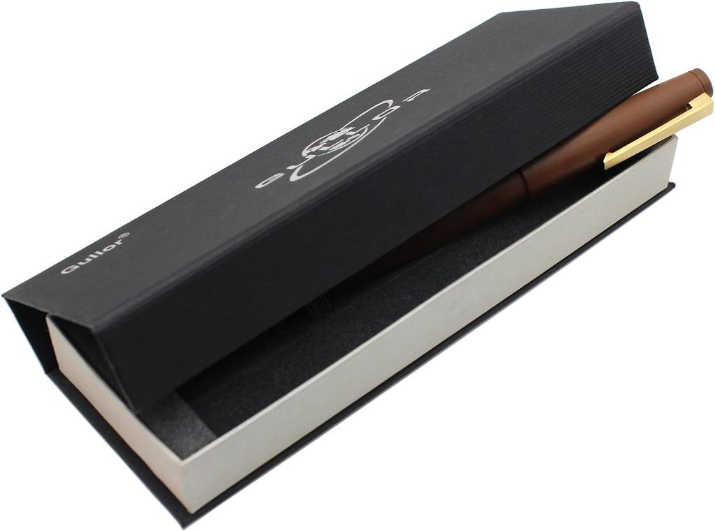 Gullor Color Fountain Pen Simple Converter and Gift Box Gold Extra Fine Nib Brown X80, Design, Included, Clip, (0.38mm),