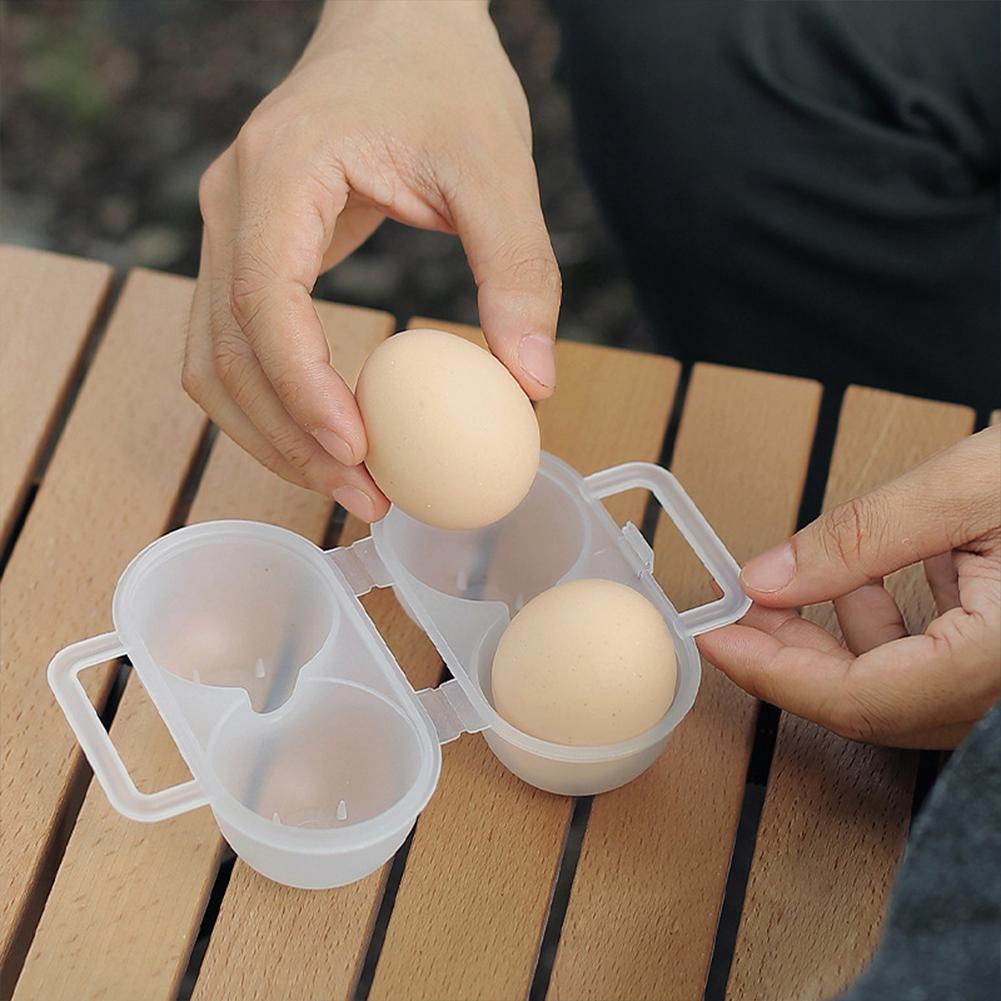 1/2Pcs 2 Grid Egg Box Portable Egg Holder Anti Shake Egg Storage Box Multifunctional Boiled Egg Holder Case for Camping Picnic