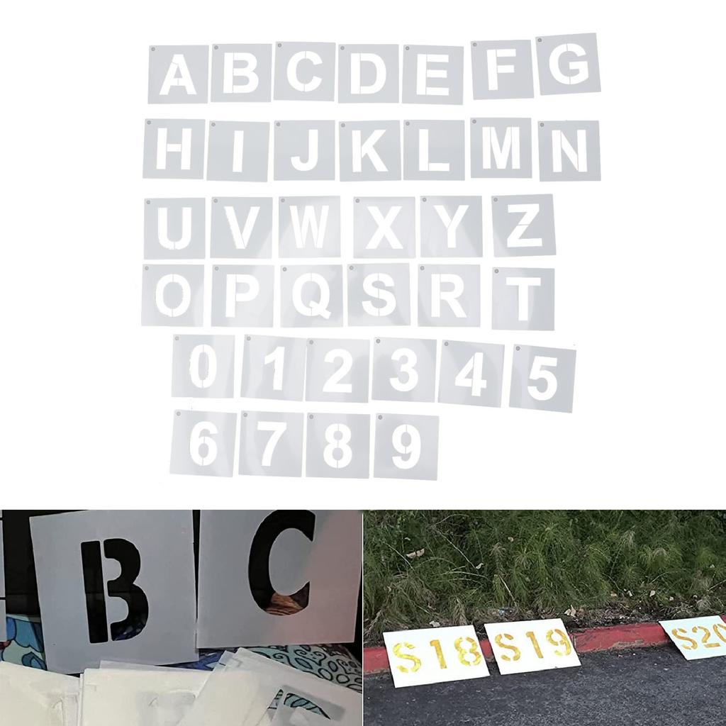 2 Inch 36pcs Letter Numbers Stencils Set for Spray Painting Reusable Alphabet Art Craft Templates with Metal Ring