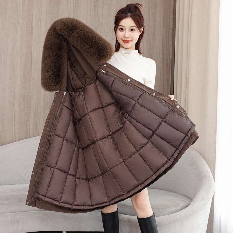 Winter New Pie Overcomes, Medium and Long Women's Cotton-padded Clothes, New Large Sweater-neck Cotton-padded Jackets.