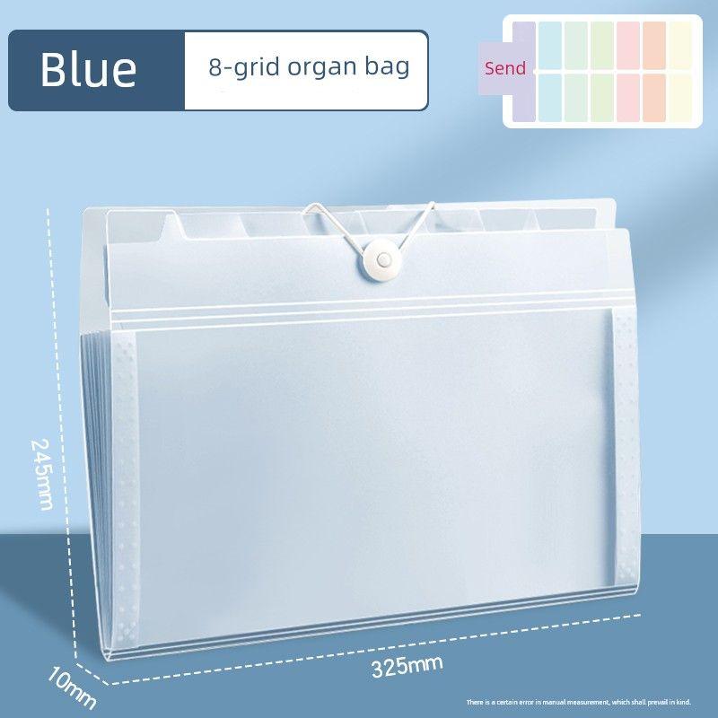 

Deli File Holder Folder Student Test Paper Buggy Bag Material Paper Storage Brochure Multi-Layer Subject Classified Packet [8-Compartment Accordion Bag] Transparent Blue